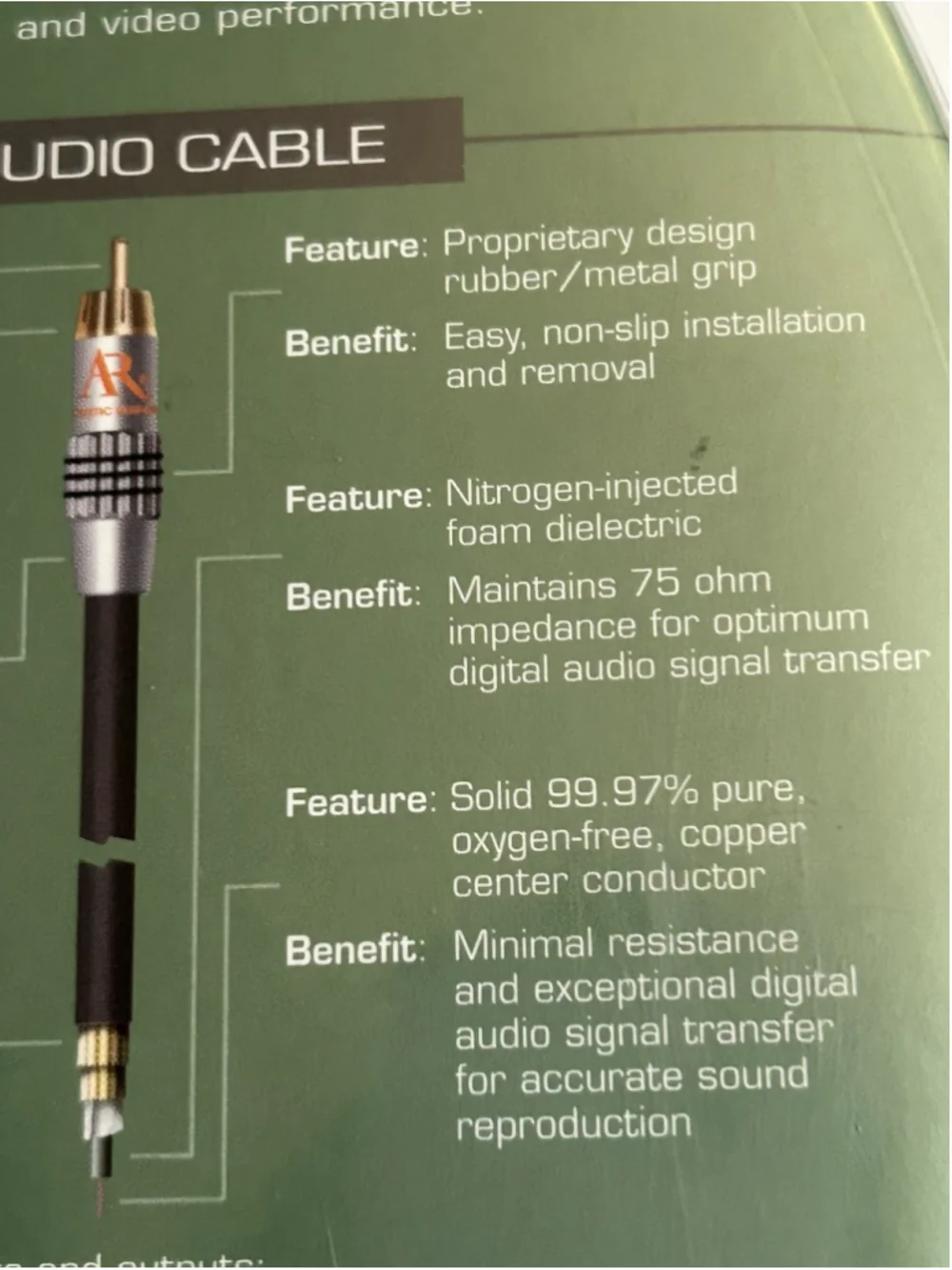 12 Foot Digital Coaxil Audio Cable Acoutic Research PR172